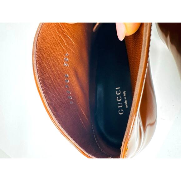 Gucci Brown Leather Kim Lace-Up Ankle Booties Women’s Size 38.5 High Heel Boots - Picture 3 of 10